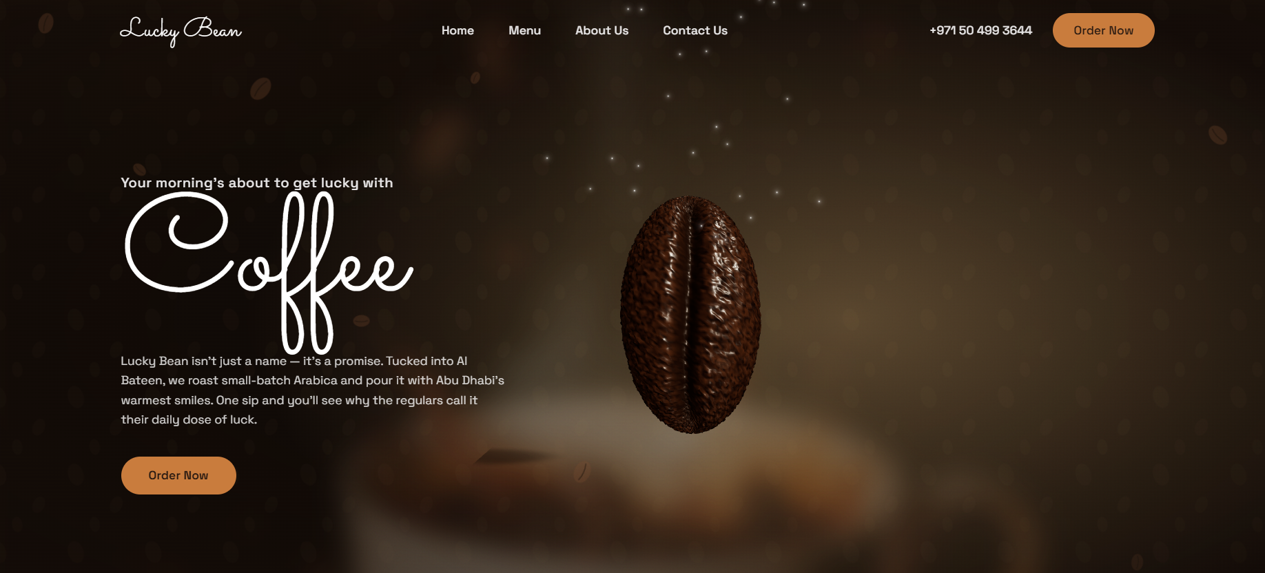 Lucky Bean Café Website — Three.js concept site